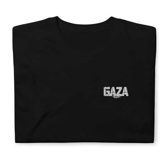 Embroidered Gaza T-Shirt (Navy) – Solidarity Tee – Me Olives (2)
