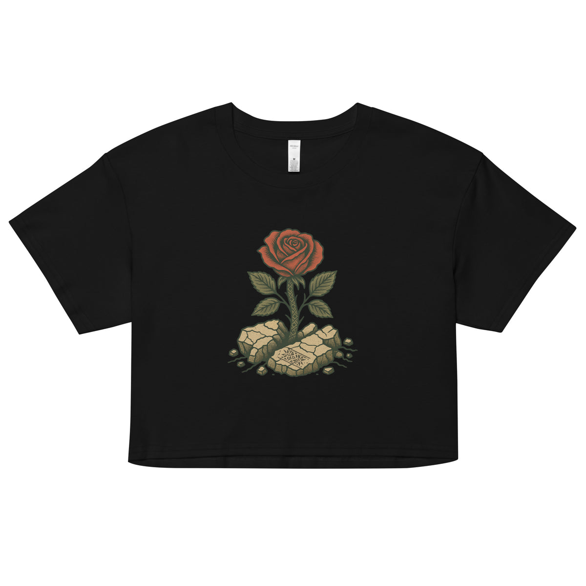 Women's Palestine crop top with Arabic حتى الورد يقاوم (Even the Roses Resist) – Me Olives