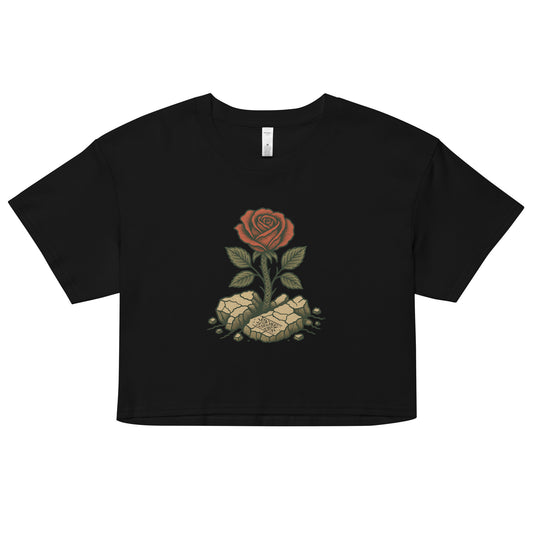 Women's Palestine crop top with Arabic حتى الورد يقاوم (Even the Roses Resist) – Me Olives