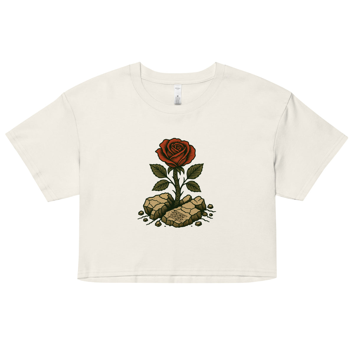 Women's Palestine crop top with Arabic حتى الورد يقاوم (Even the Roses Resist) – Me Olives (3)