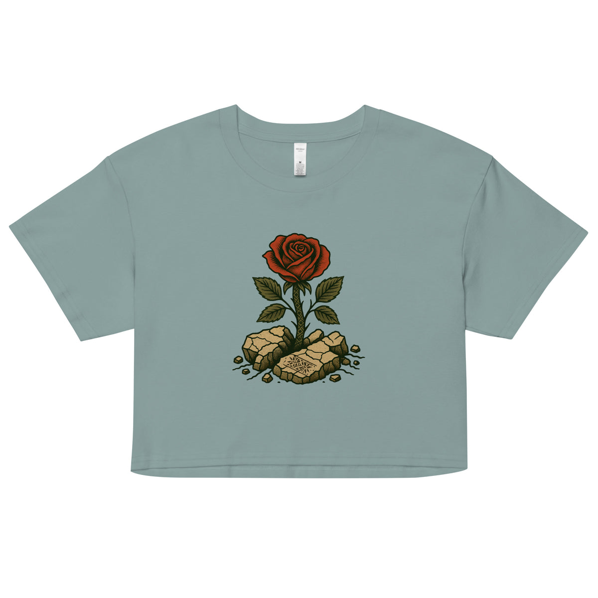 Women's Palestine crop top with Arabic حتى الورد يقاوم (Even the Roses Resist) – Me Olives (19)