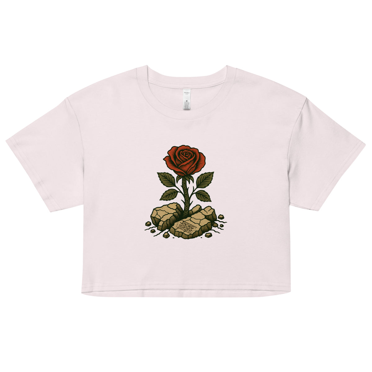 Women's Palestine crop top with Arabic حتى الورد يقاوم (Even the Roses Resist) – Me Olives (5)