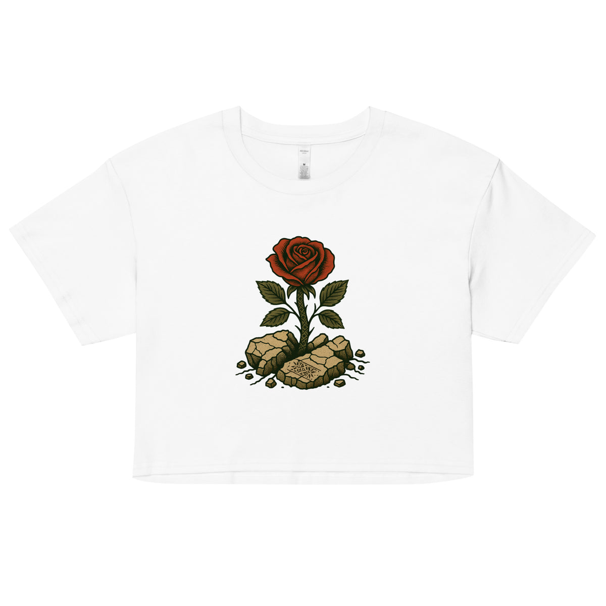 Women's Palestine crop top with Arabic حتى الورد يقاوم (Even the Roses Resist) – Me Olives (7)